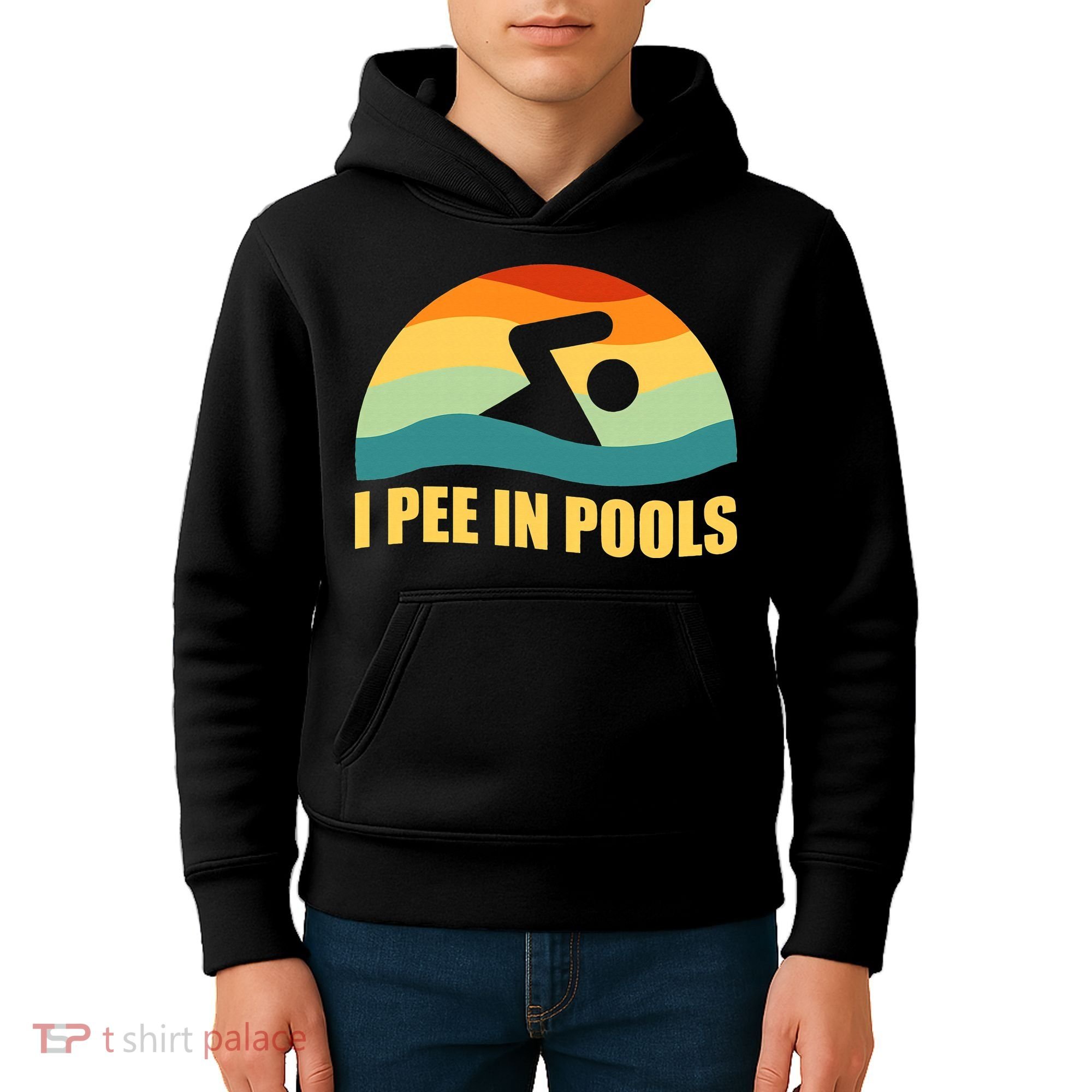 I Pee In Pools Retro Vacation Humor Swimming I Pee In Pools Kids Hoodie