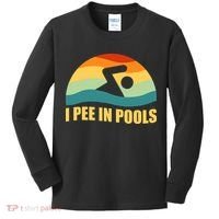 I Pee In Pools Retro Vacation Humor Swimming I Pee In Pools Kids Long Sleeve Shirt thumb 0