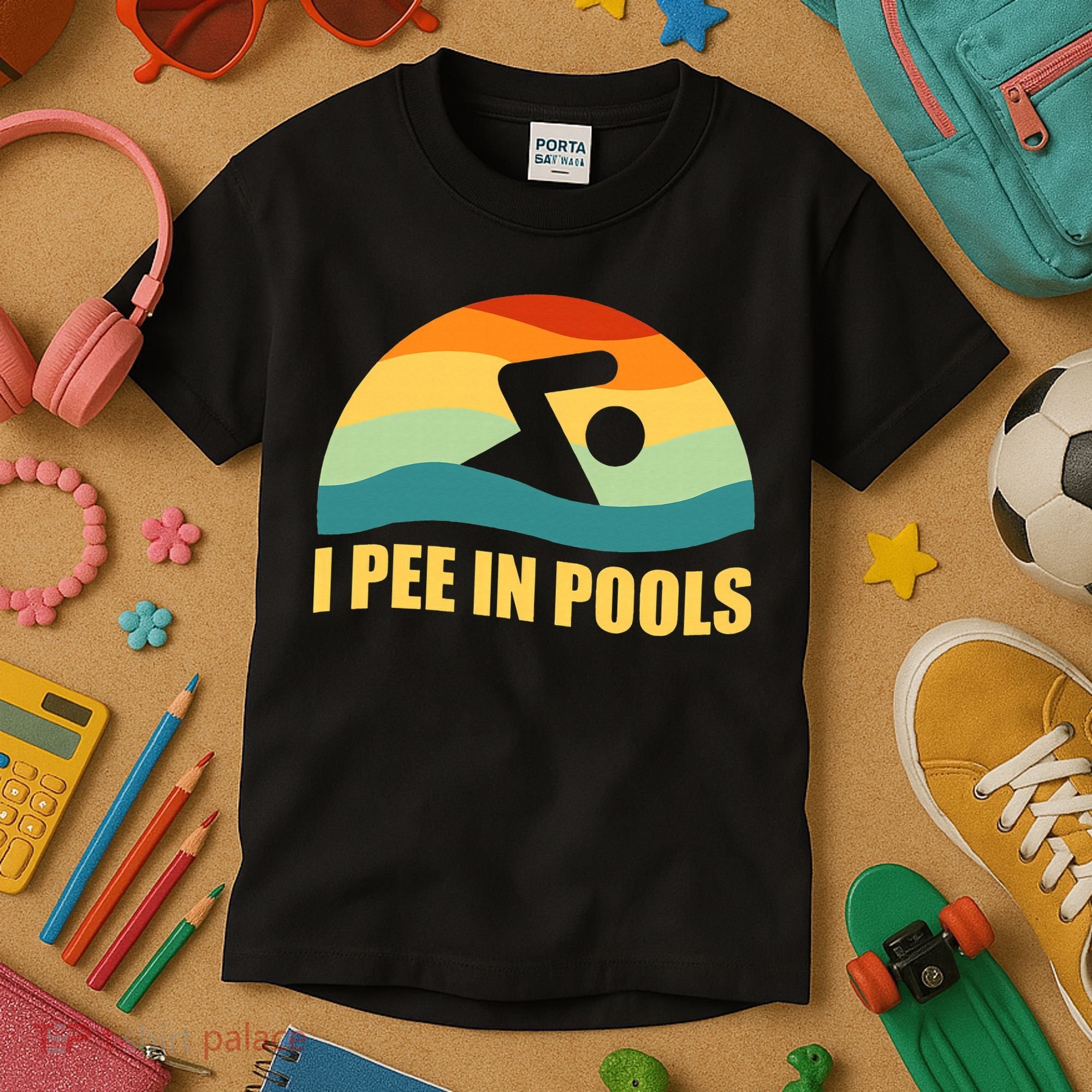 I Pee In Pools Retro Vacation Humor Swimming I Pee In Pools Kids T-Shirt