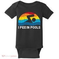 I Pee In Pools Funny Swimmer Swimming Coach Player Baby Bodysuit thumb 0