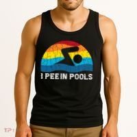 I Pee In Pools Funny Swimmer Swimming Coach Player Tank Top thumb 3