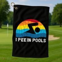 I Pee In Pools Funny Swimmer Swimming Coach Player Golf Towel thumb 1