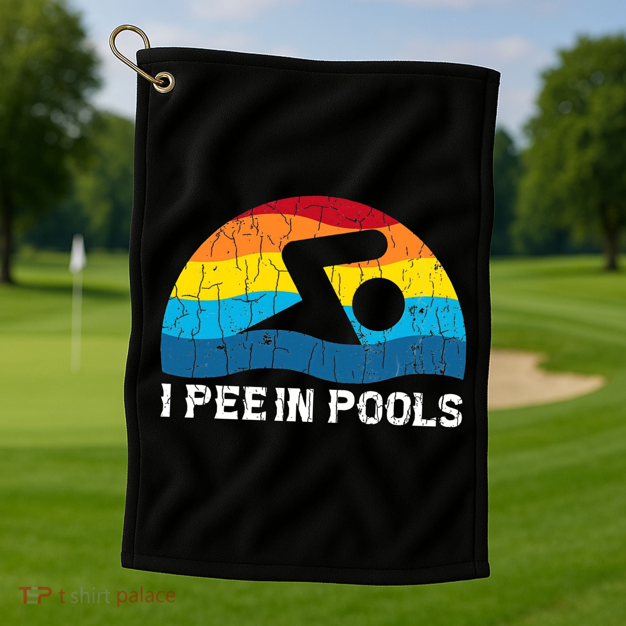 I Pee In Pools Funny Swimmer Swimming Coach Player Golf Towel