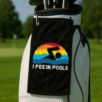 I Pee In Pools Funny Swimmer Swimming Coach Player Golf Towel thumb 2