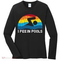 I Pee In Pools Funny Swimmer Swimming Coach Player Women's Long Sleeve Shirt thumb 0