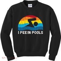I Pee In Pools Funny Swimmer Swimming Coach Player Kids Sweatshirt thumb 0