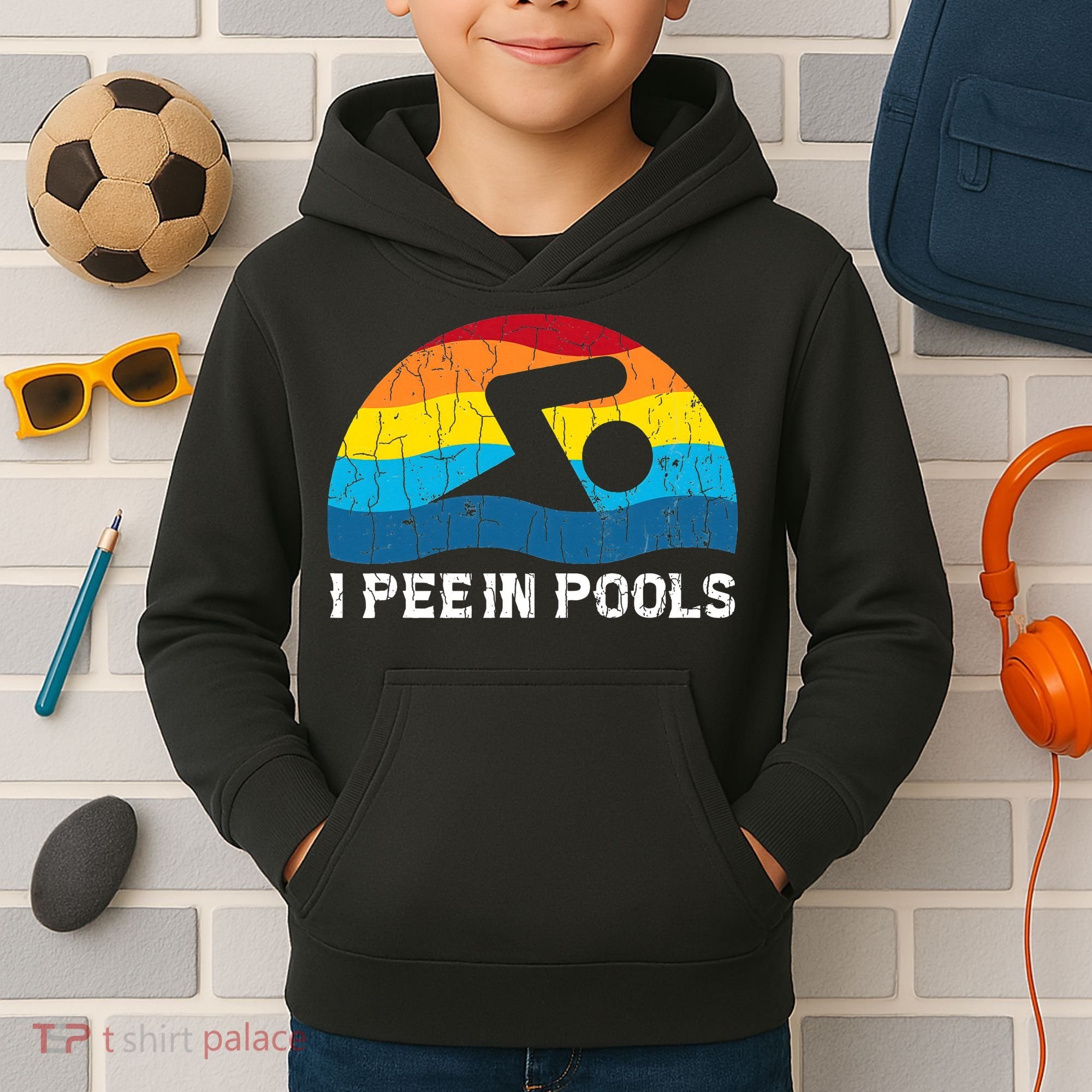 I Pee In Pools Funny Swimmer Swimming Coach Player Kids Hoodie