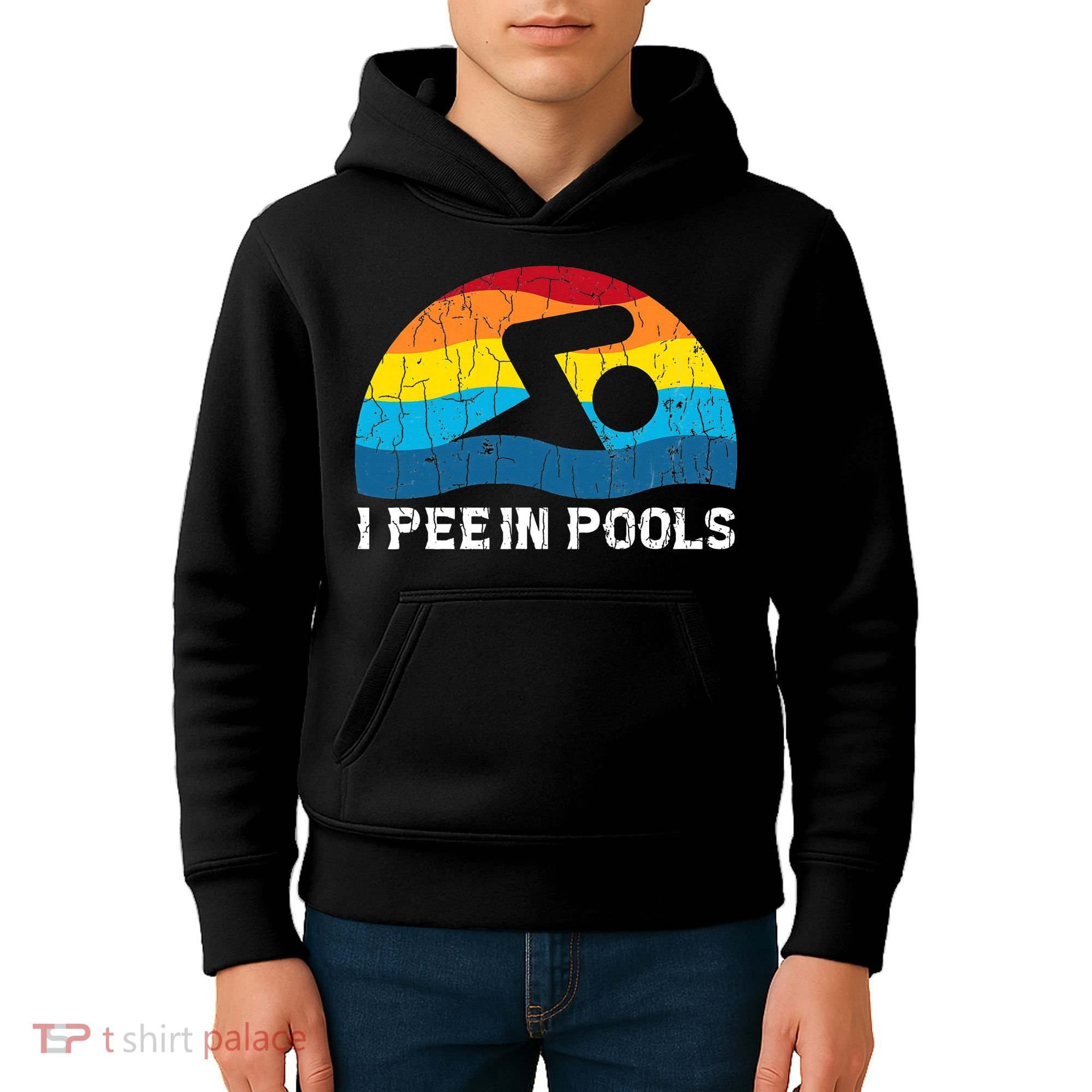 I Pee In Pools Funny Swimmer Swimming Coach Player Kids Hoodie