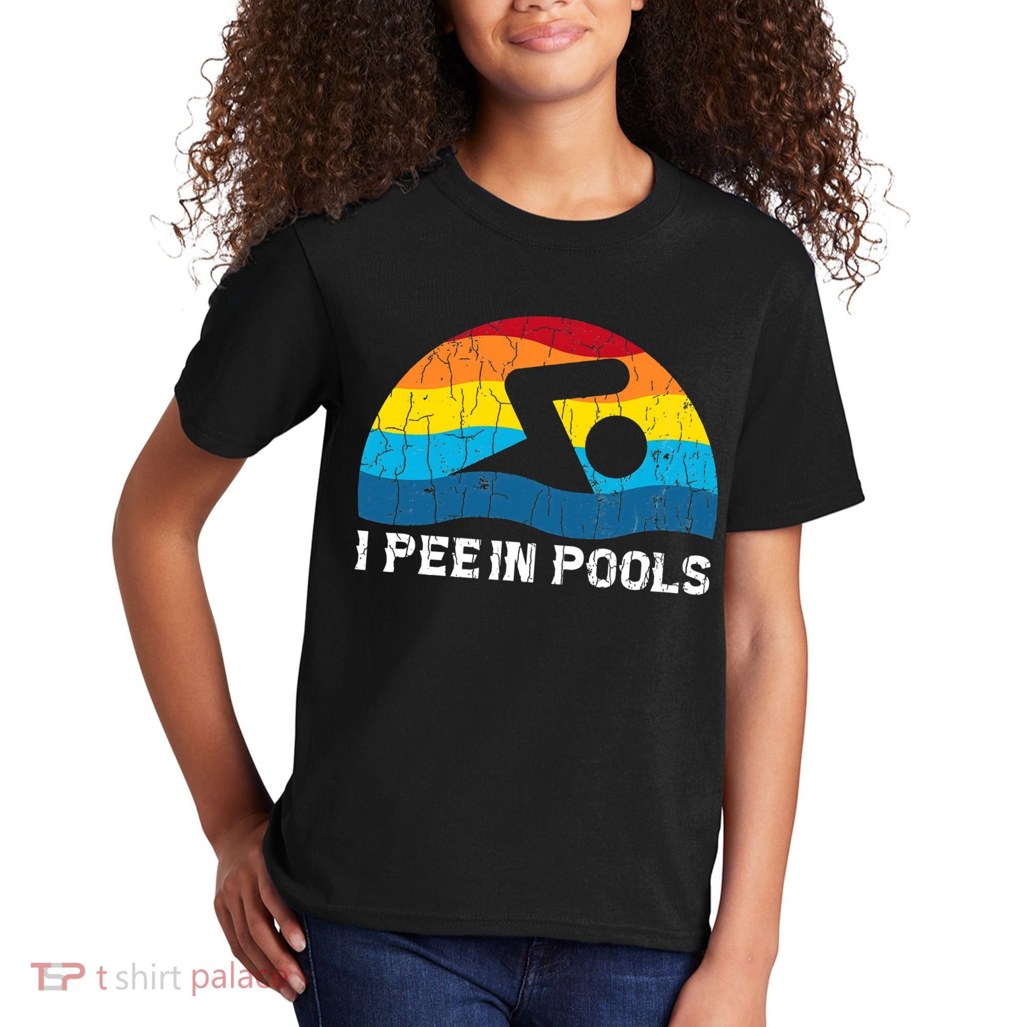 I Pee In Pools Funny Swimmer Swimming Coach Player Kids T-Shirt