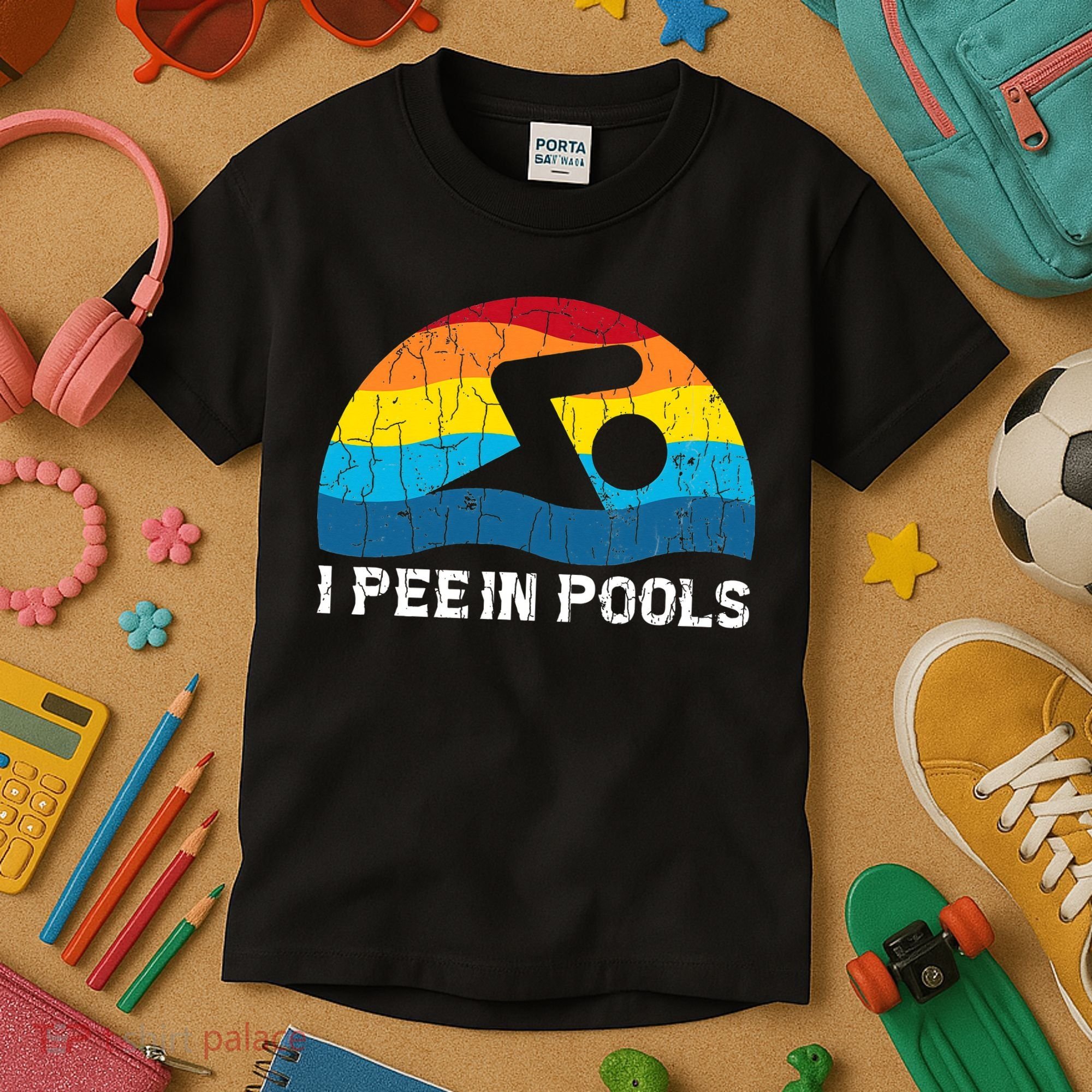 I Pee In Pools Funny Swimmer Swimming Coach Player Kids T-Shirt