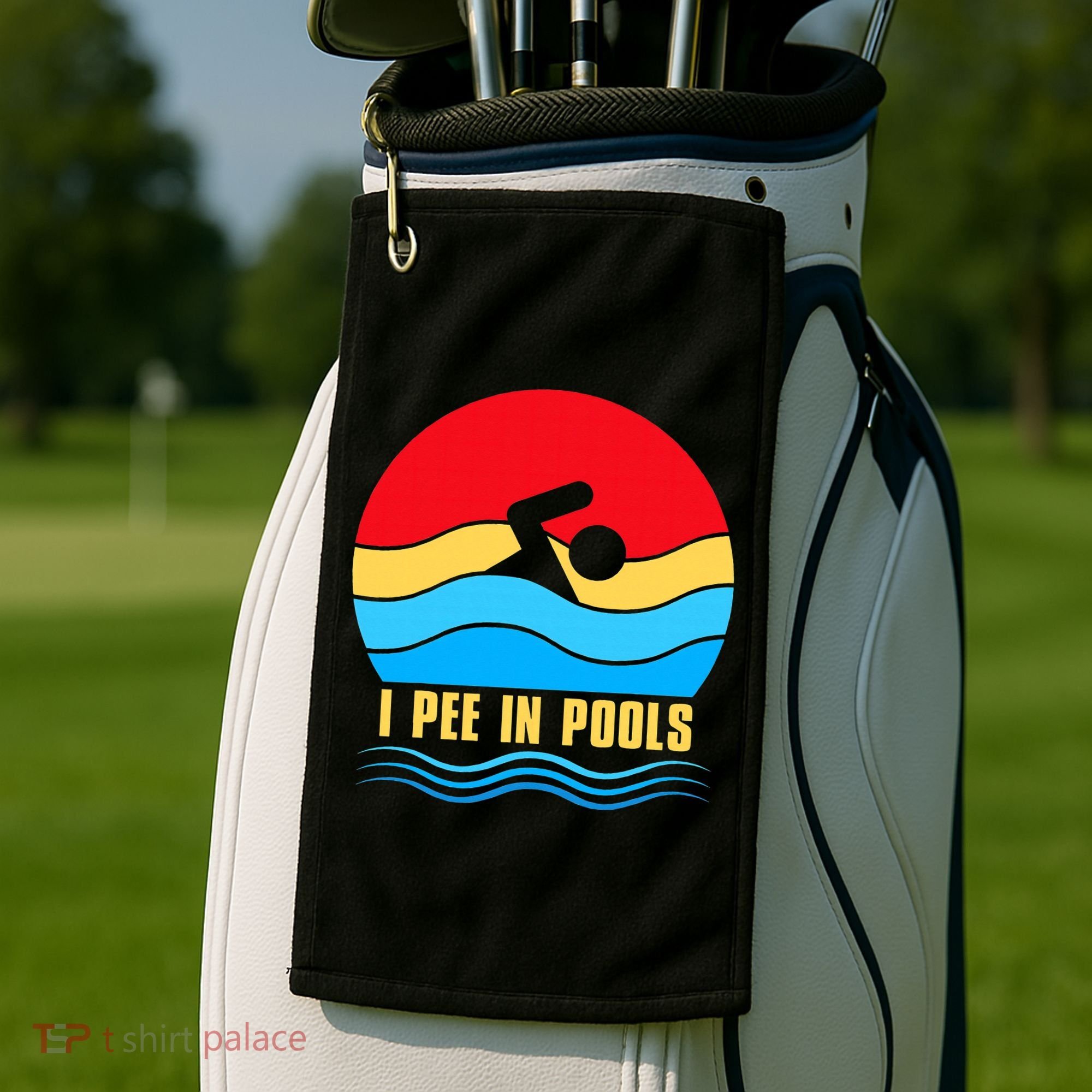 I Pee In Pools Funny Swimmer Coach Player Golf Towel