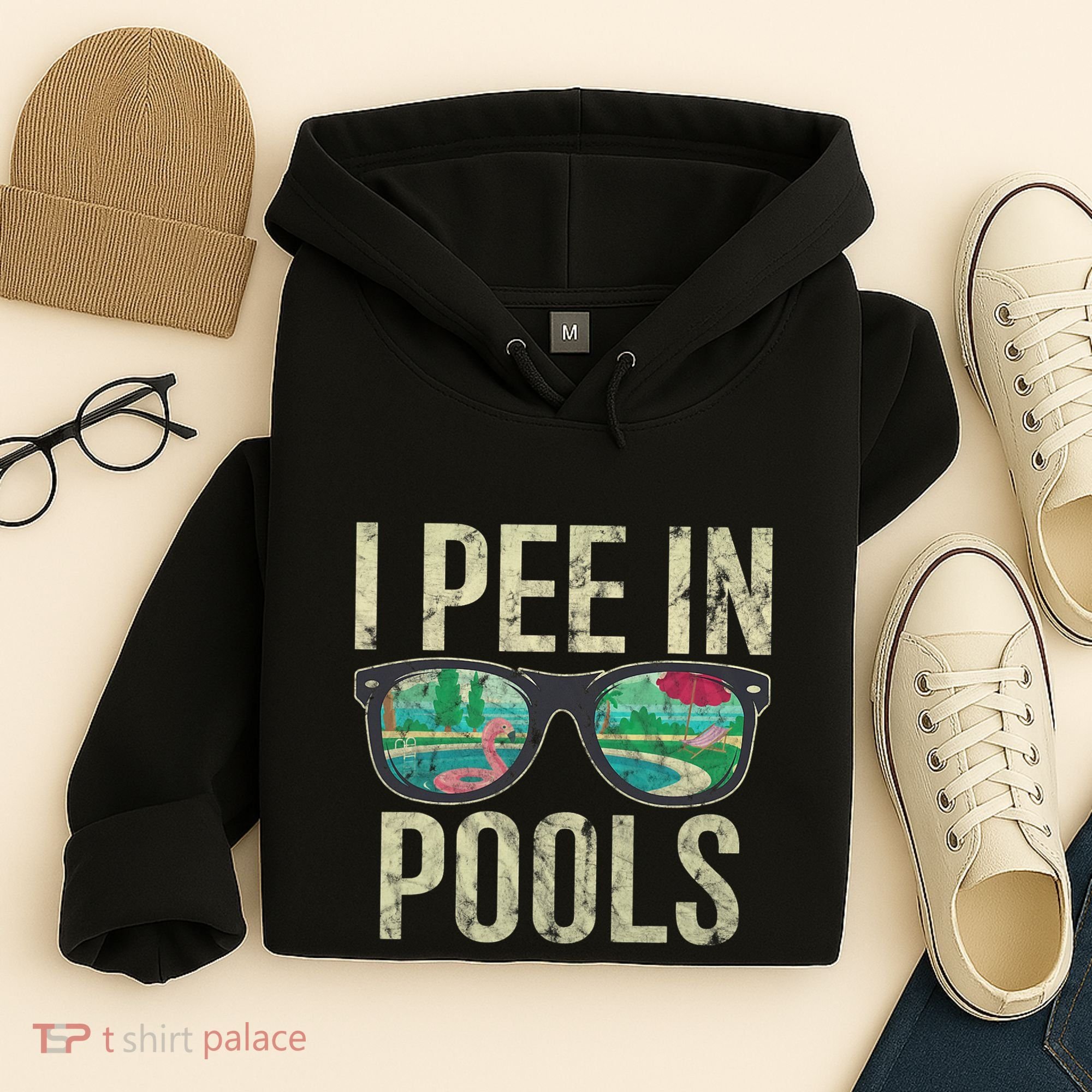 I Pee In Pools Summer Vacation Glasses Funny Hoodie