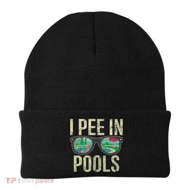 I Pee In Pools Summer Vacation Glasses Funny Beanie