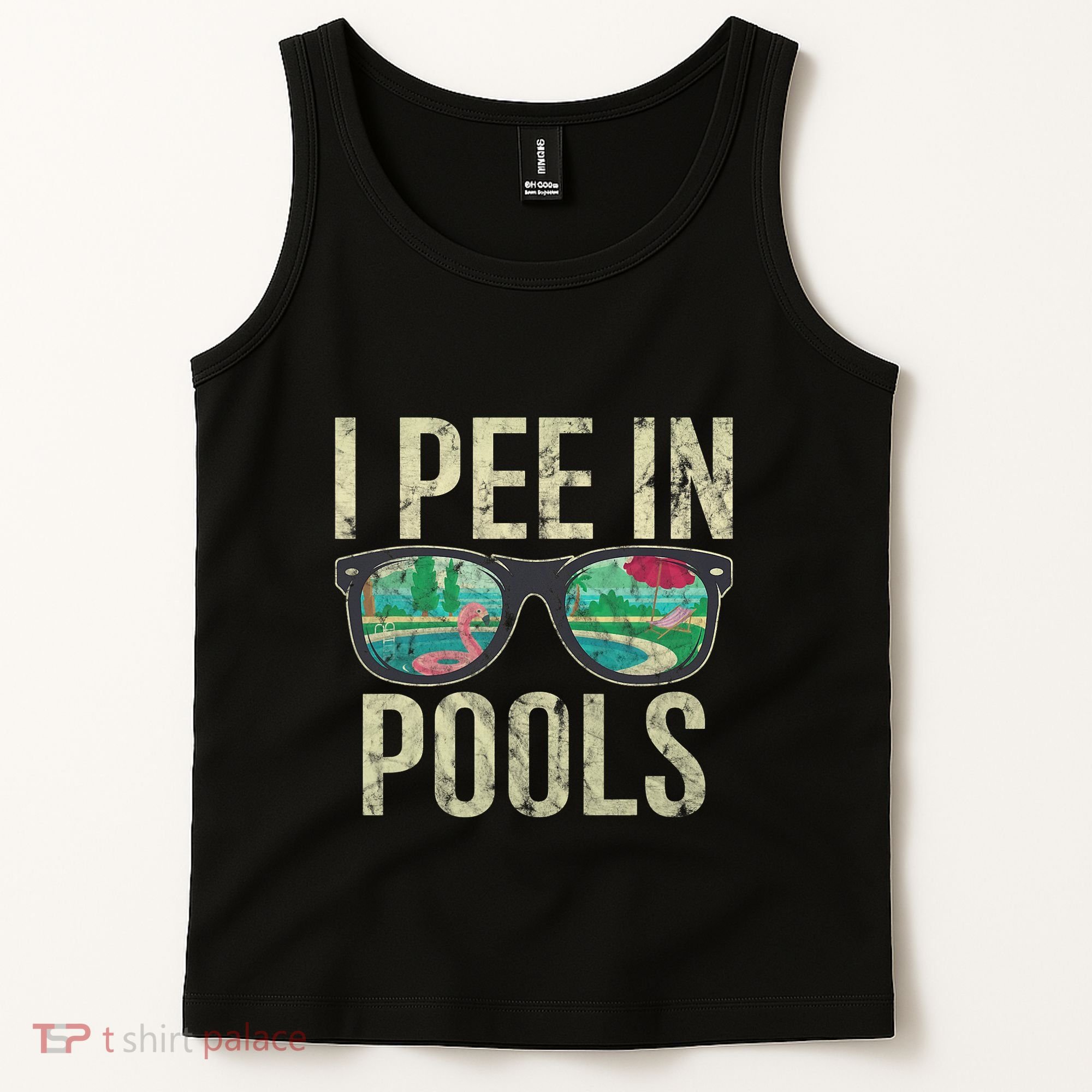 I Pee In Pools Summer Vacation Glasses Funny Tank Top