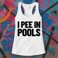 I Pee In Pools Funny Vacation Humor Swimming I Pee In Pools Women's Tank Top thumb 3