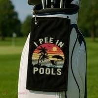 I Pee In Pools Sarcastic Sayings For Pools Lovers Retro Golf Towel thumb 2