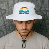 I Pee In Pools Funny Swimmer Swimming Coach Player Bucket Hat thumb 2