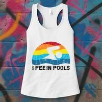 I Pee In Pools Funny Swimmer Swimming Coach Player Women's Tank Top thumb 3
