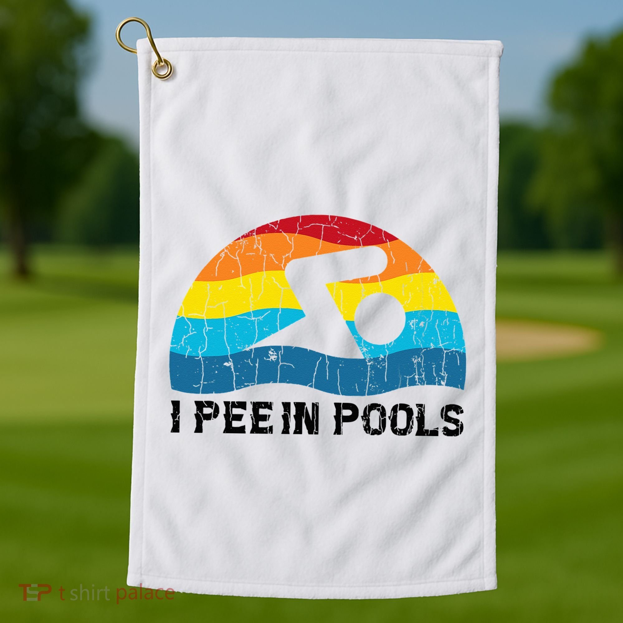 I Pee In Pools Funny Swimmer Swimming Coach Player Golf Towel
