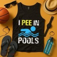 I Pee In Pools Funny Swimming Sayings Summer Tank Top thumb 4