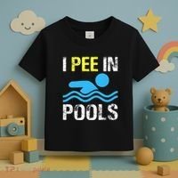 I Pee In Pools Funny Swimming Sayings Summer Toddler T-Shirt thumb 3