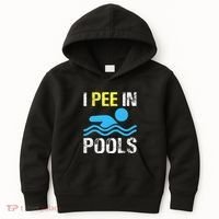 I Pee In Pools Funny Swimming Sayings Summer Kids Hoodie thumb 0
