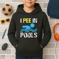 I Pee In Pools Funny Swimming Sayings Summer Kids Hoodie thumb 2