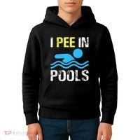 I Pee In Pools Funny Swimming Sayings Summer Kids Hoodie thumb 4