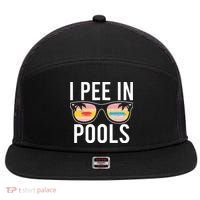 I Pee In Pools 7 Panel Mesh Trucker Snapback Hat thumb 0