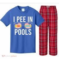 I Pee In Pools Kids Plaid Pajama Set thumb 0