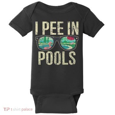 I Pee In Pools Glasses Summer Vacation Funny Baby Bodysuit