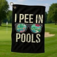 I Pee In Pools Glasses Summer Vacation Funny Golf Towel thumb 1