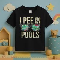 I Pee In Pools Glasses Summer Vacation Funny Toddler T-Shirt thumb 3