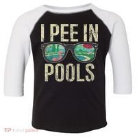 I Pee In Pools Glasses Summer Vacation Funny Toddler Fine Jersey T-Shirt thumb 0
