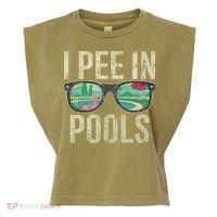 I Pee In Pools Glasses Summer Vacation Funny Garment-Dyed Women's Muscle Tee thumb 0