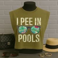I Pee In Pools Glasses Summer Vacation Funny Garment-Dyed Women's Muscle Tee thumb 3