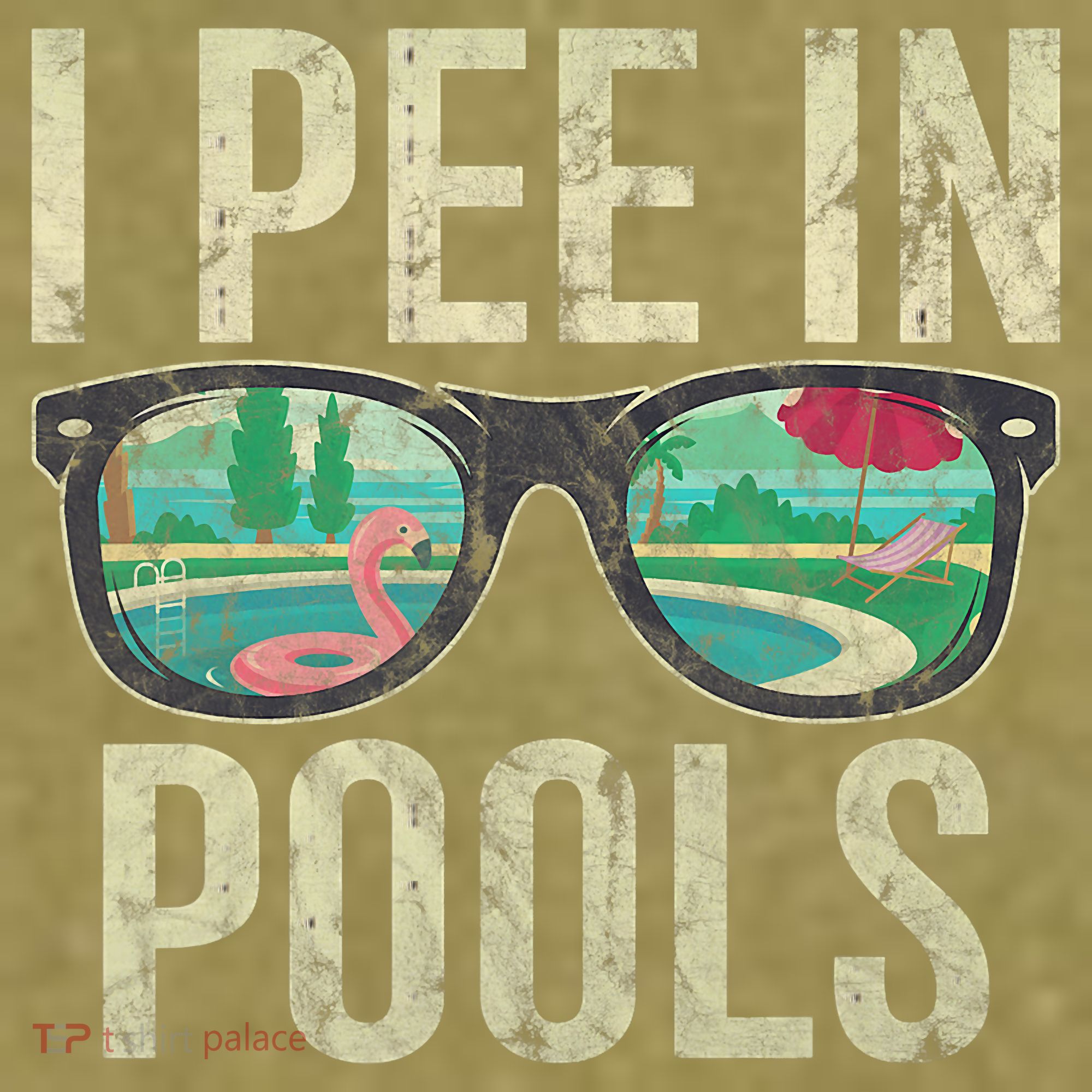 I Pee In Pools Glasses Summer Vacation Funny Garment-Dyed Women's Muscle Tee