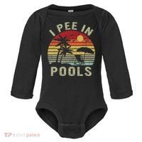 I Pee In Pools Sarcastic Sayings For Pools Lovers Retro Baby Long Sleeve Bodysuit thumb 0