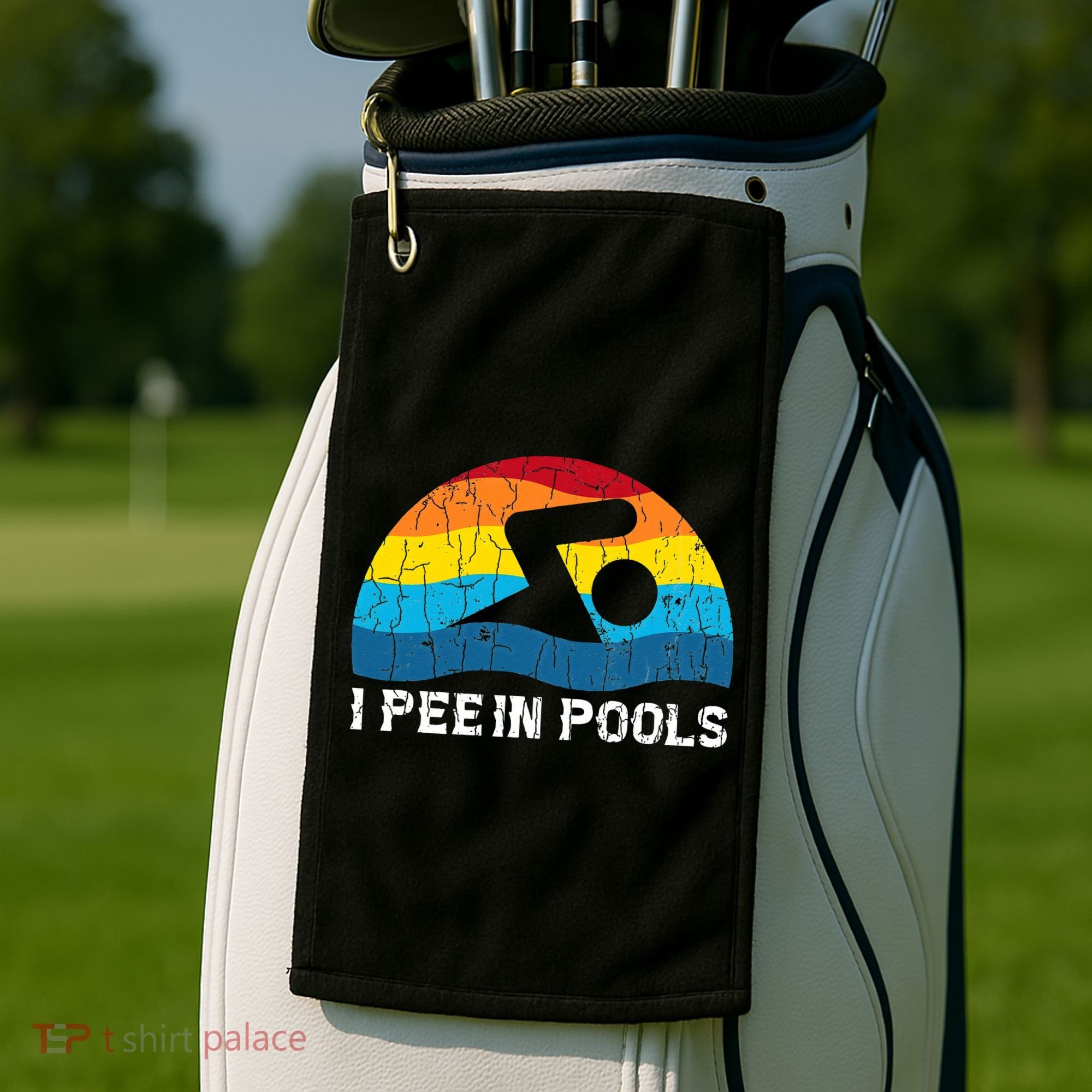 I Pee In Pools Funny Swimmer Swimming Coach Golf Towel