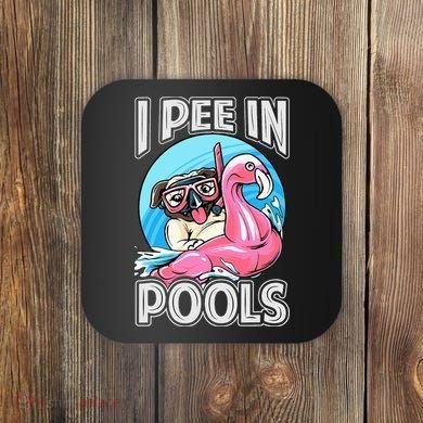 I Pee In Pools Funny Dog Swimming Pool Jokes Coaster