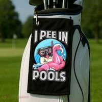 I Pee In Pools Funny Dog Swimming Pool Jokes Golf Towel thumb 2