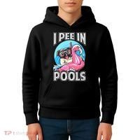 I Pee In Pools Funny Dog Swimming Pool Jokes Kids Hoodie thumb 4