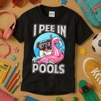 I Pee In Pools Funny Dog Swimming Pool Jokes Kids T-Shirt thumb 3