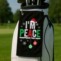 IM Peace I Come In Peace Funny Matching Couple Christmas Golf Towel thumb 2