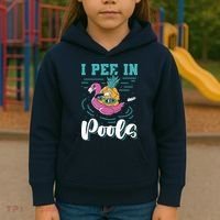 I Pee In Pools Swimming Joke Peeing In Public Pools Kids Hoodie thumb 3