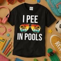 I Pee In Pools Funny Sarcastic Sayings Swim Swimmer Vacation Kids T-Shirt thumb 3