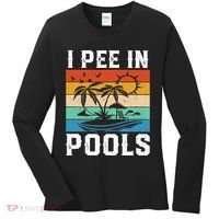 I Pee in Pools Funny Sayings for Pools Swimming Women's Long Sleeve Shirt thumb 0