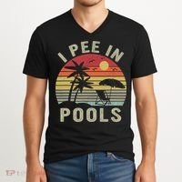 I Pee In Pools Sarcastic Sayings For Pools Lovers Retro V-Neck T-Shirt thumb 2