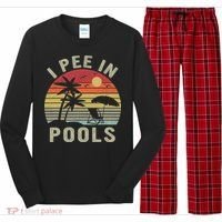I Pee In Pools Sarcastic Sayings For Pools Lovers Retro Long Sleeve Pajama Set thumb 0