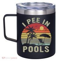 I Pee In Pools Sarcastic Sayings For Pools Lovers Retro 12oz Stainless Steel Coffee Mug thumb 2